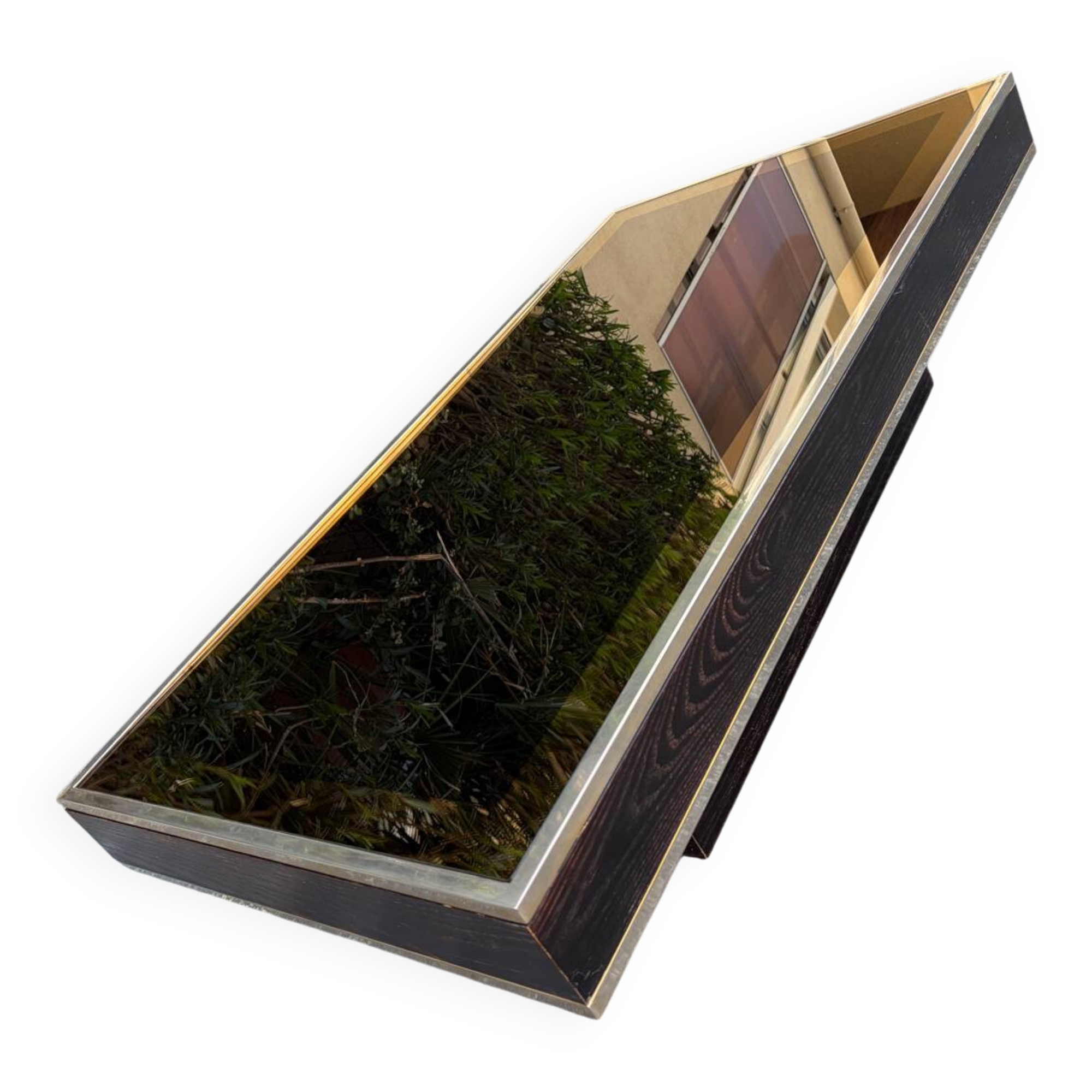 Willy Rizzo coffee table brass/glass 70s Italy