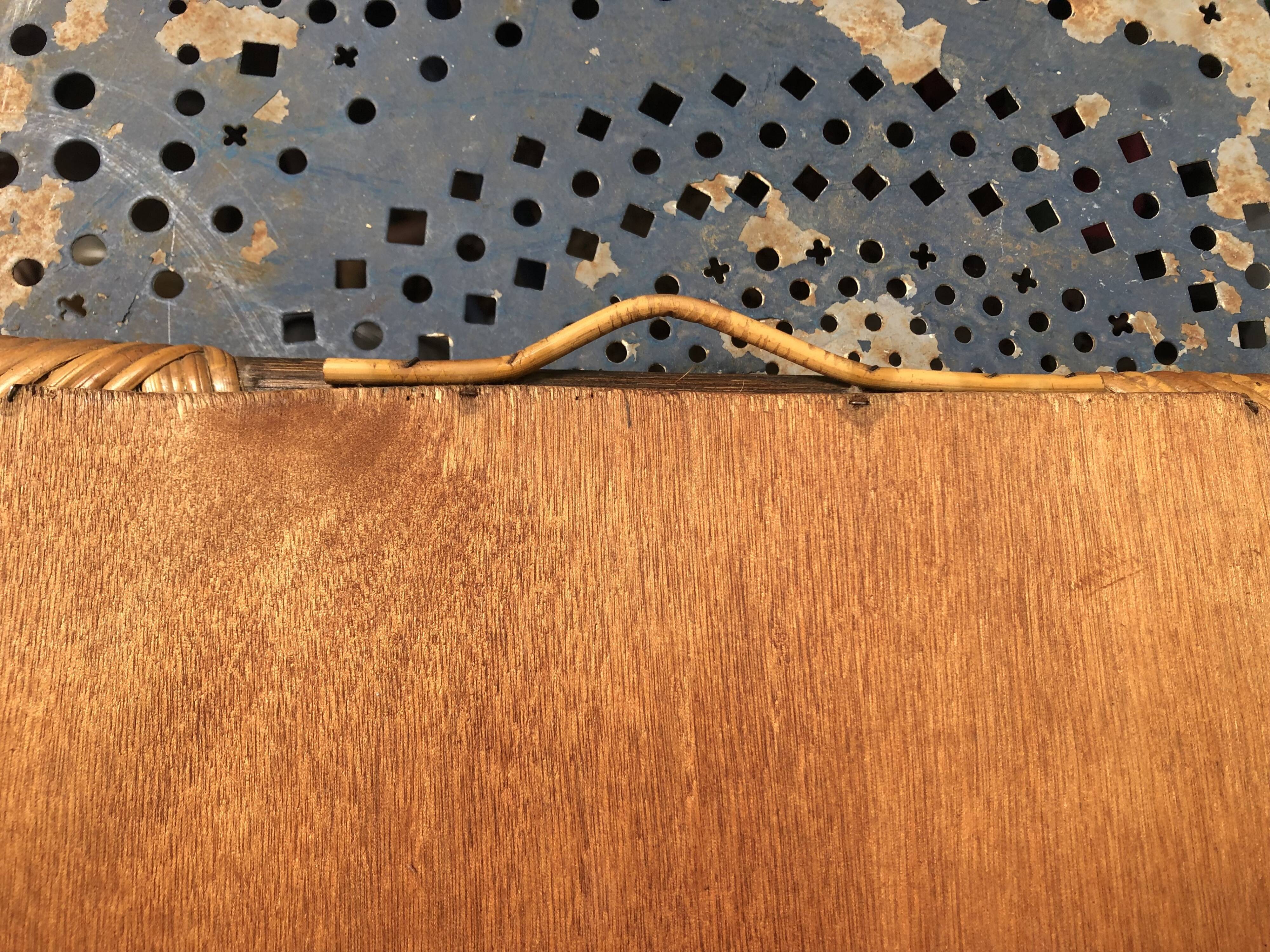 Mirror in wood and rattan 60s