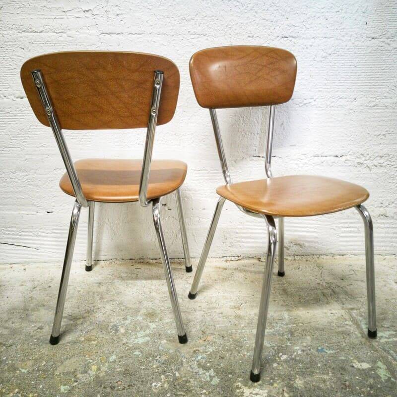 Pair of vintage chrome and leatherette chairs