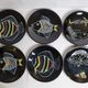 Set of 6 vintage plates with fish decoration after Robert Picault, 1960, 24 cm