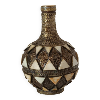 Gourde Tunisienne céramique cuivre os XXème