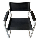 Chrome and black leather armchair type B34