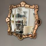 Venetian Quadratic Mirror with Rosé Rauchglass Frame