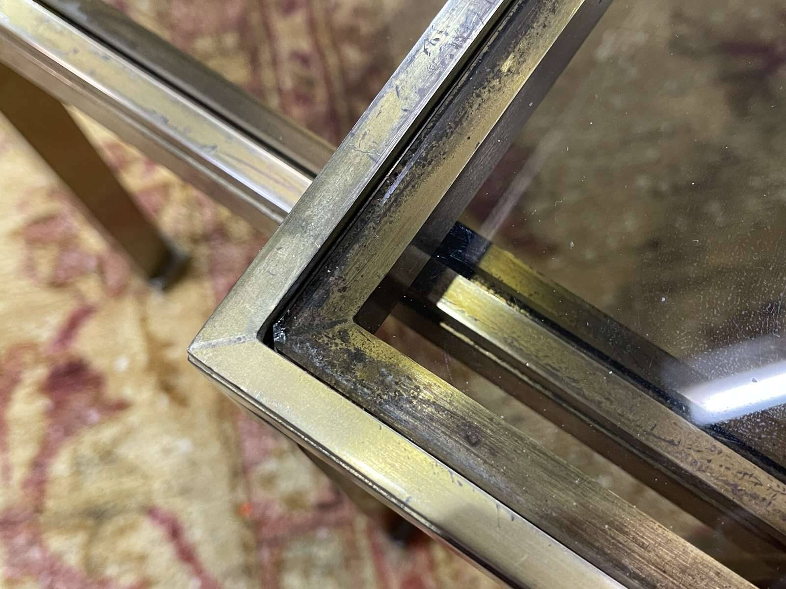 Set of 3 brass nesting tables by Guy Lefevre for Maison Jansen