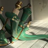 Chandelier with 4 arms in celadon green ceramic.