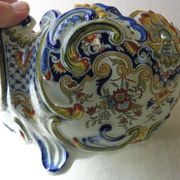 Old ceramic pot cover, decoration flowers, Rouen