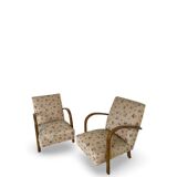 Ensemble de fauteuils Art Déco avec accoudoirs en hêtre arqués.