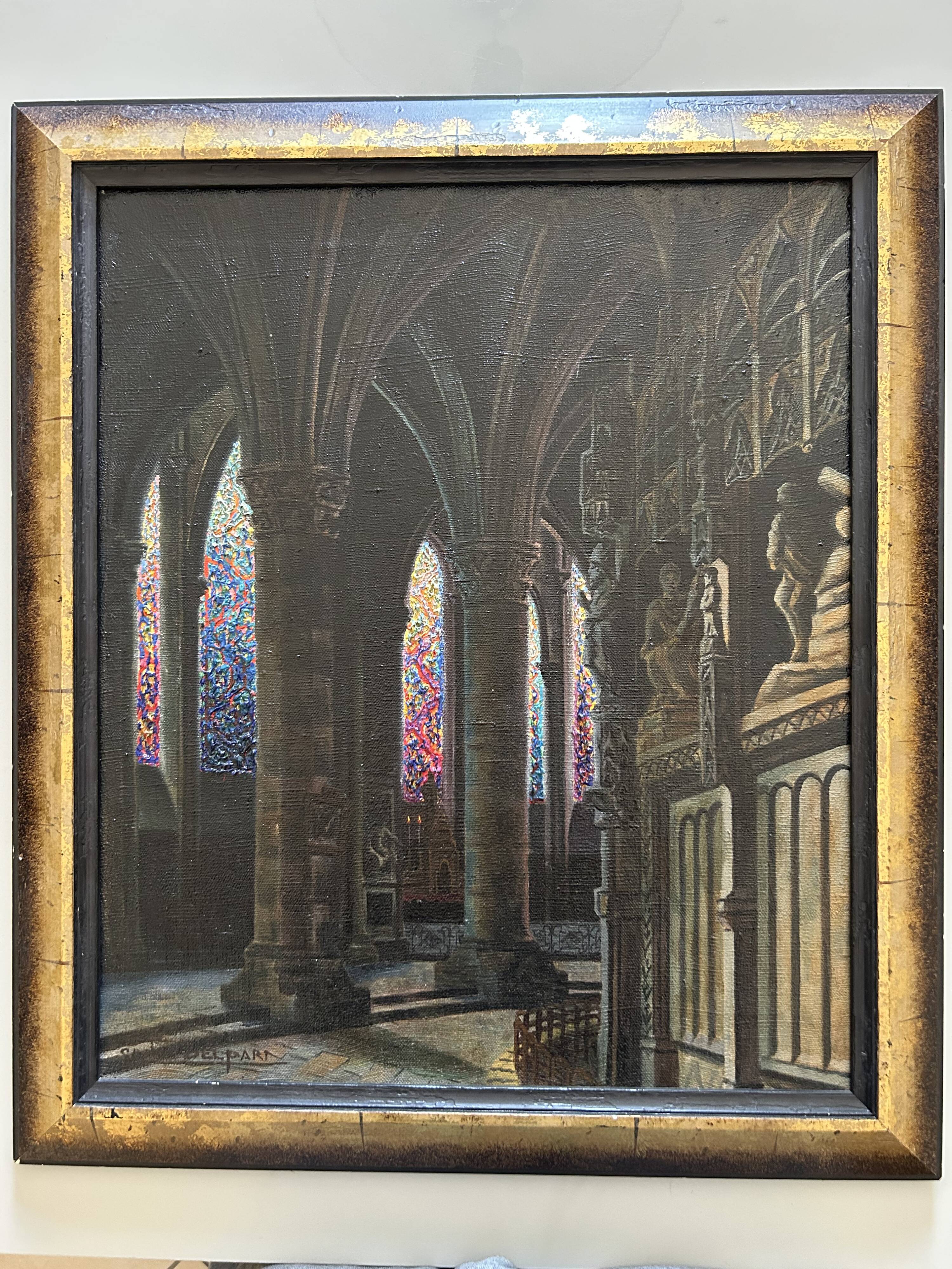 Gaston Delpard – Huile sur toile signée – Vue d’église