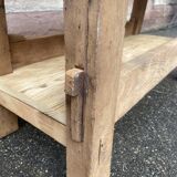 Industrial table carpenter's workbench in raw natural wood vintage bohemian