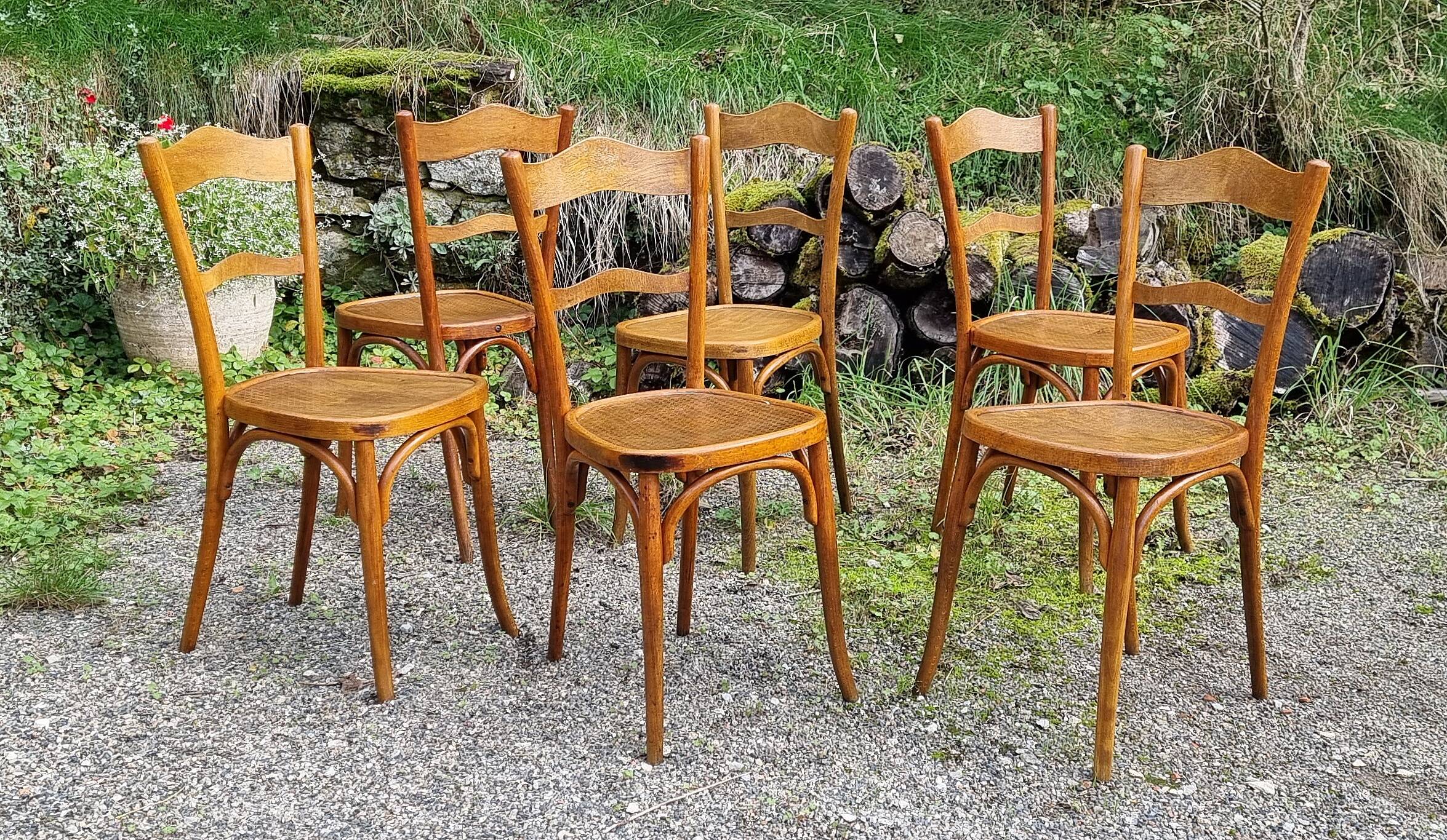 6 Baumann bistro chairs n°58 from the 20s