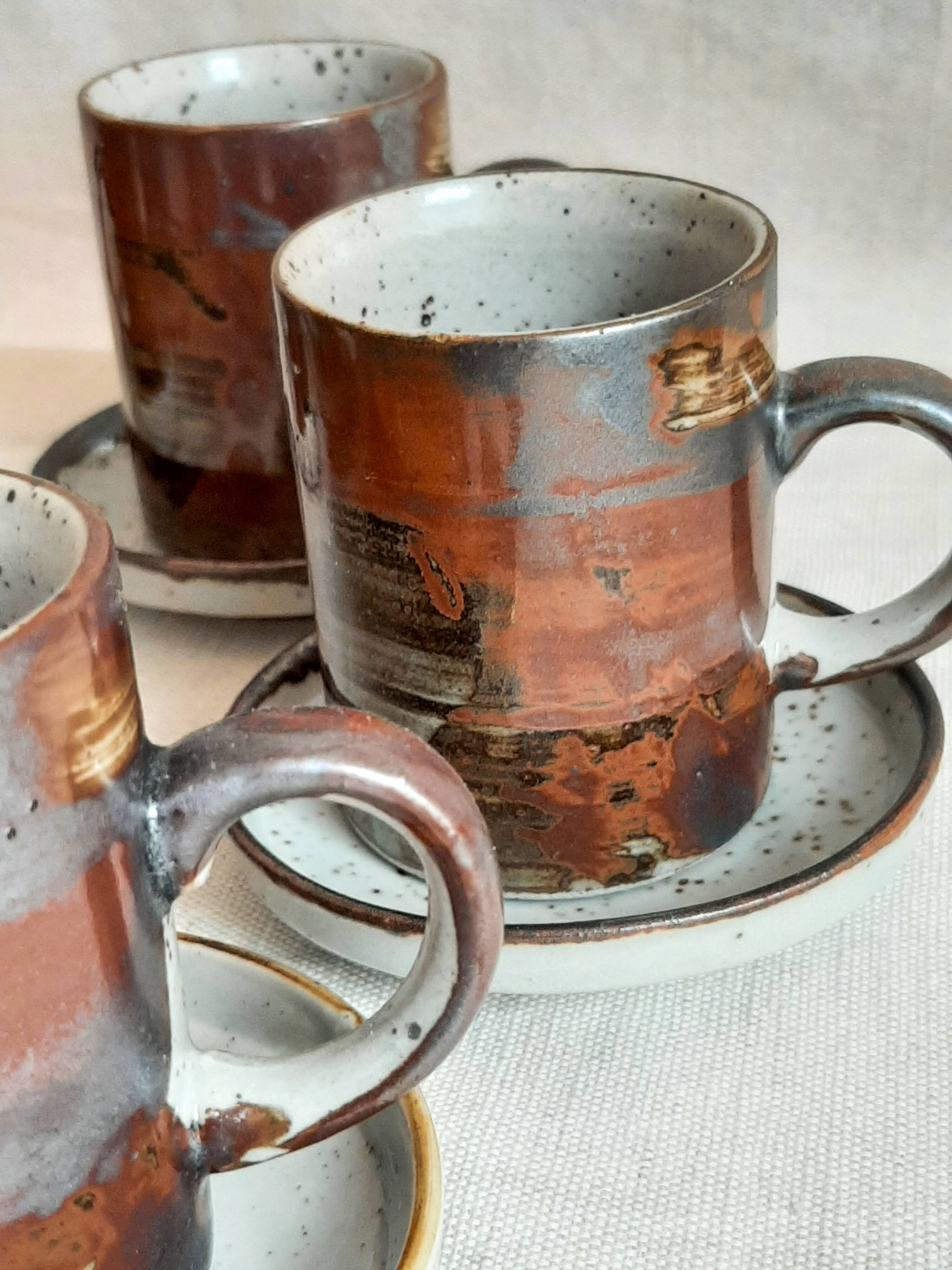 Vintage stoneware coffee mugs