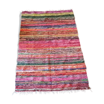 Multicolored woven cotton rug - 105x165cm