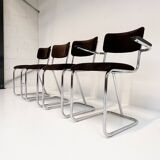 Set metal dining chairs in Gispen style (4), 1970s