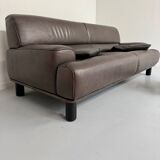 Antique buffalo leather sofa and pouf, de sede n' 18 design, from the 80s