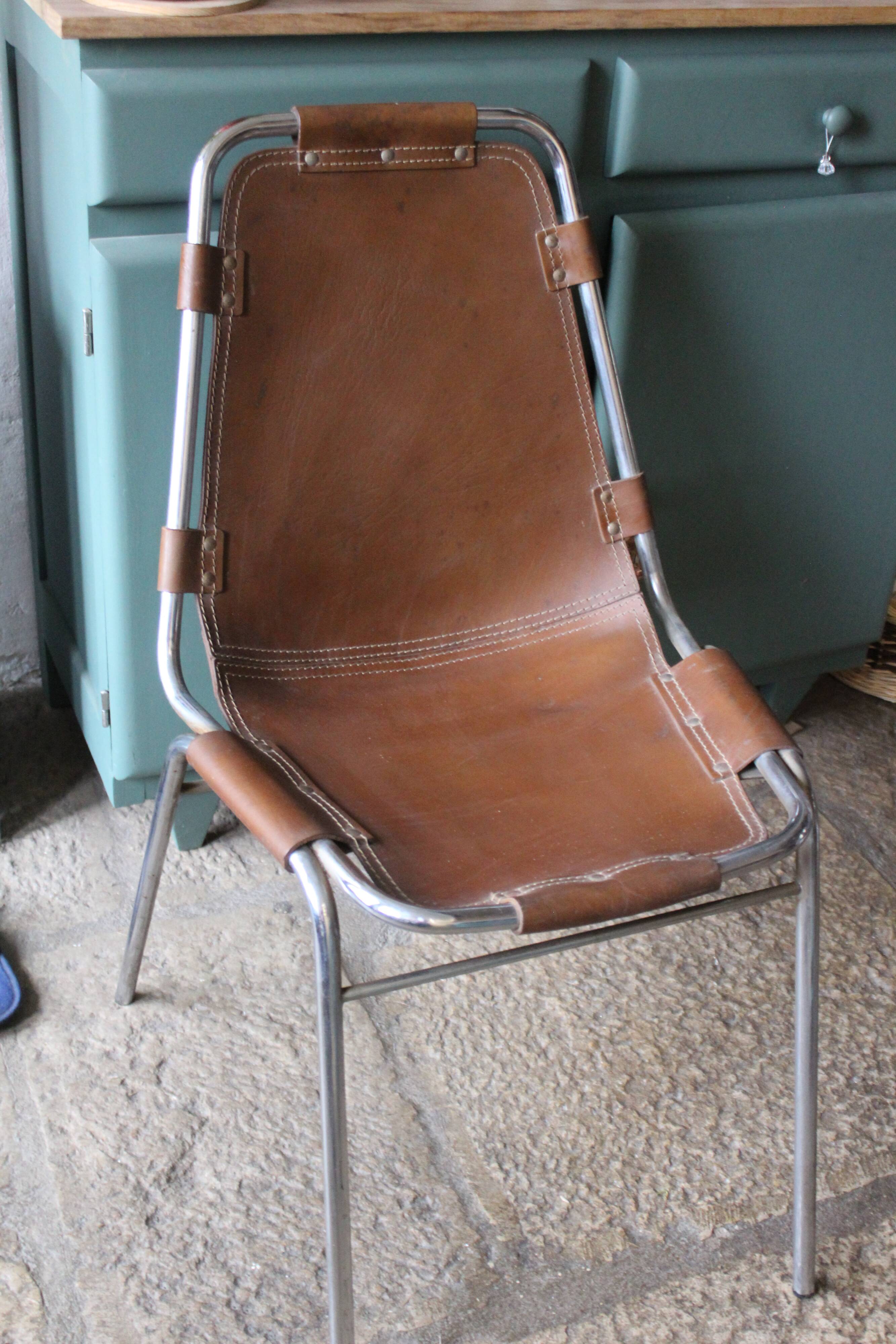 Leather and metal arch chairs