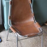 Leather and metal arch chairs