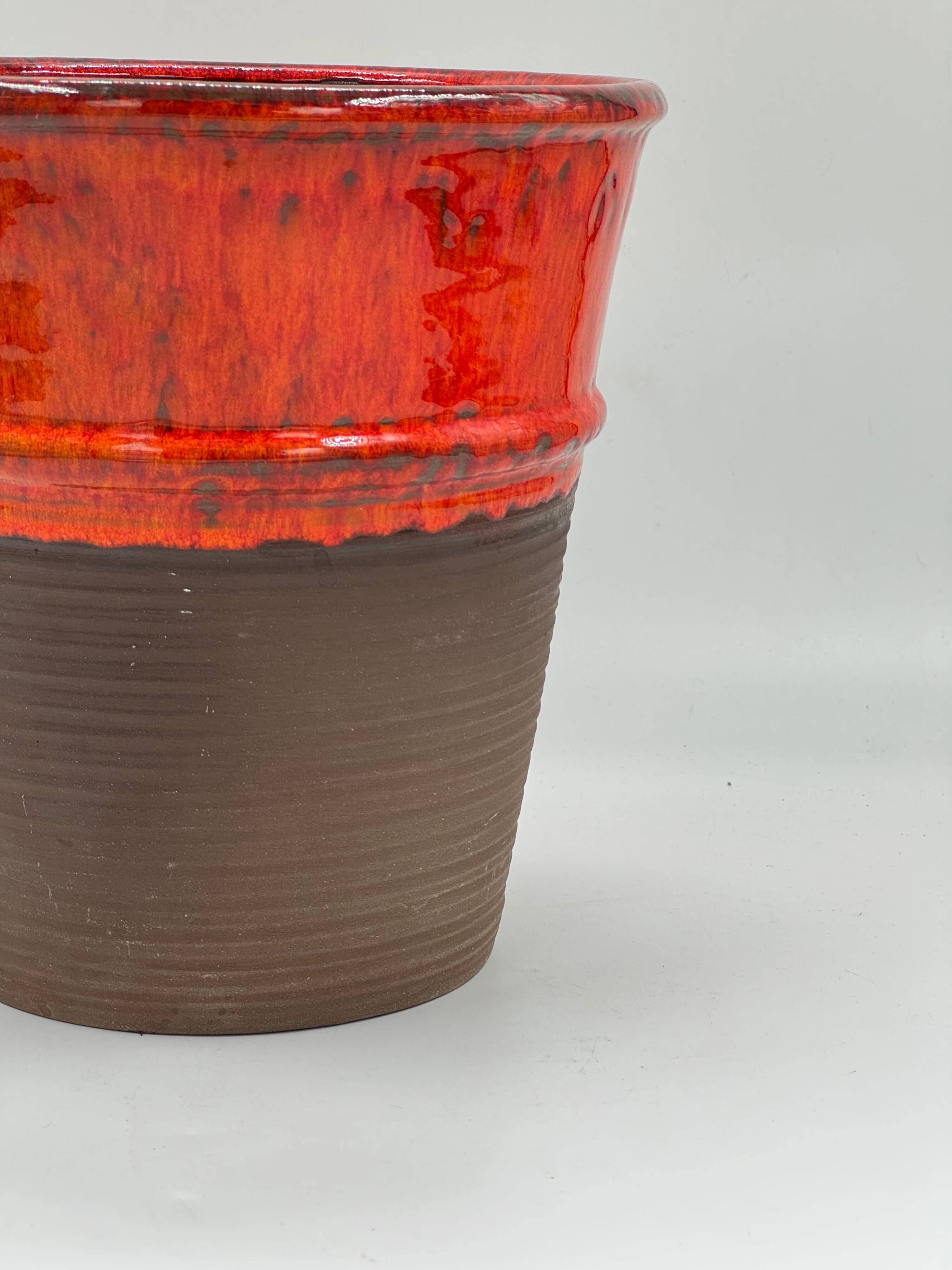 Vintage studio ceramic vase, dripping red glaze, signed "Pot Aardig"