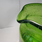 Bubble glass pitcher in the style of Biot or Empoli.
