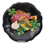 Ceramic plate barbotine vallauris trompe l'oeil kitsch Fish 2