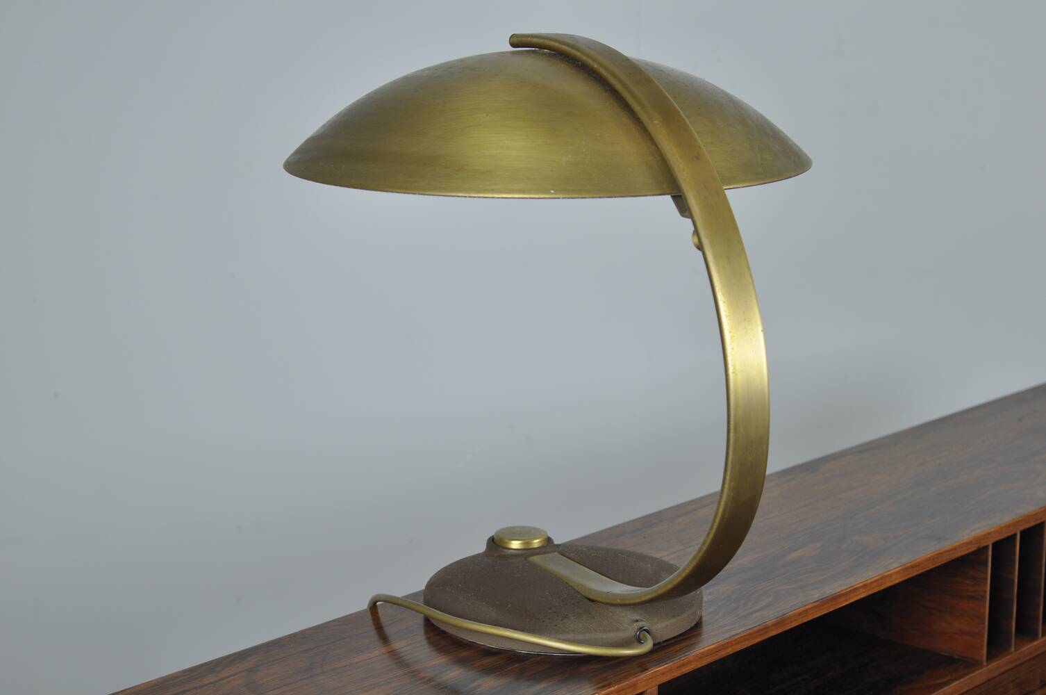 Mid century art deco / bauhaus brass table lamp by egon hillebrand 60s