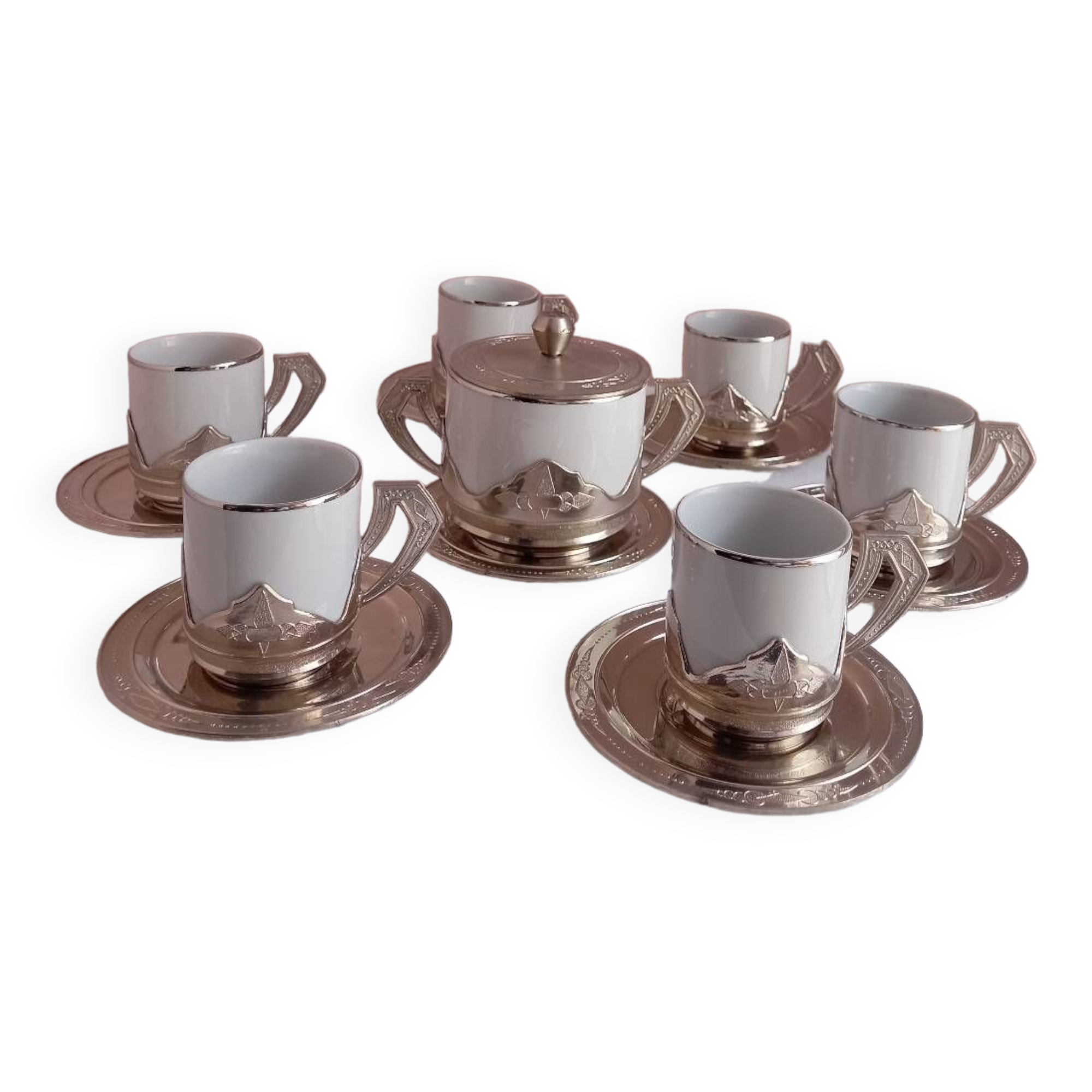 tasses à café italien vintage en argent 800 neuf