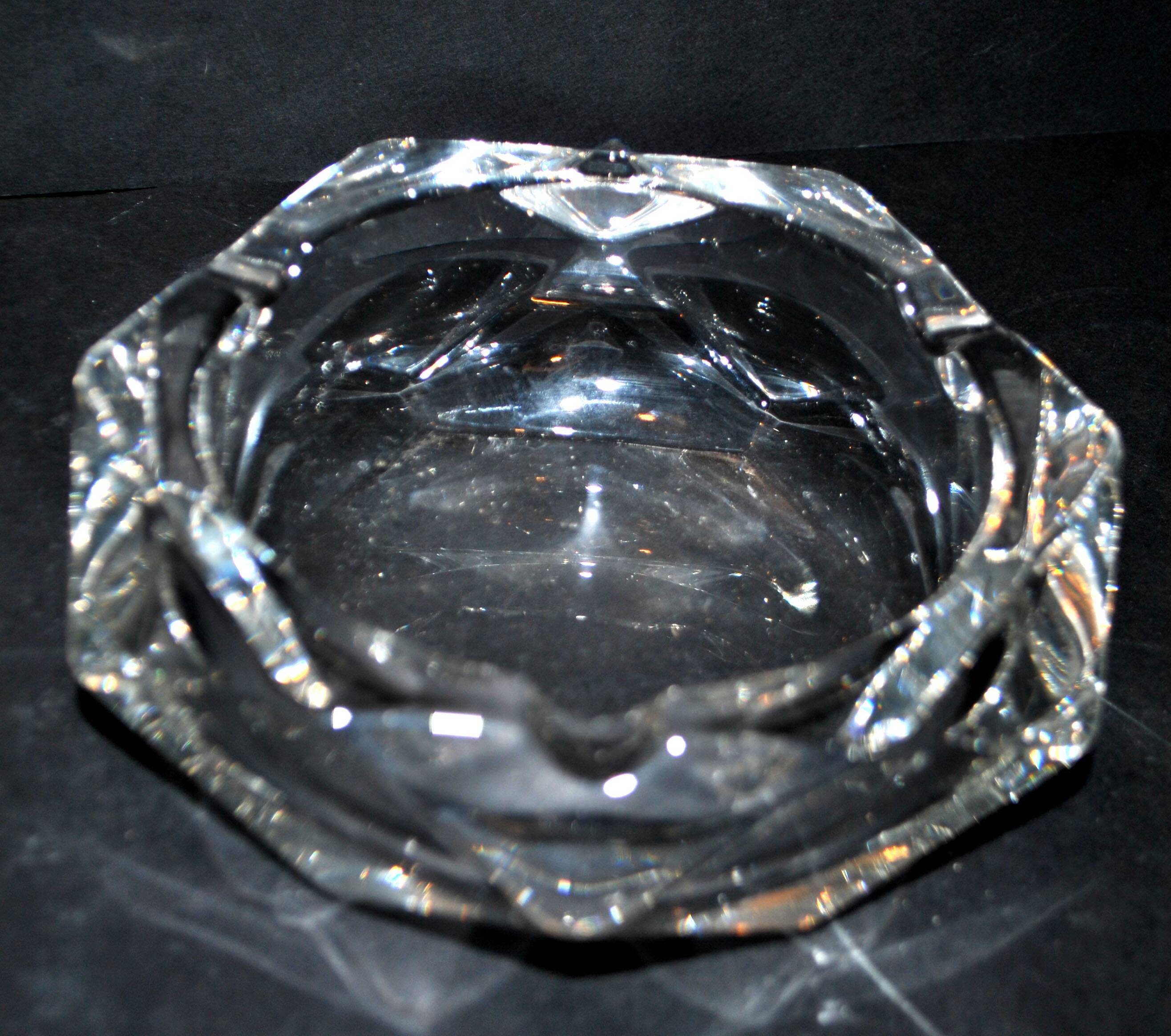 Vintage crystal ashtray - hexagonal shape - 16cm