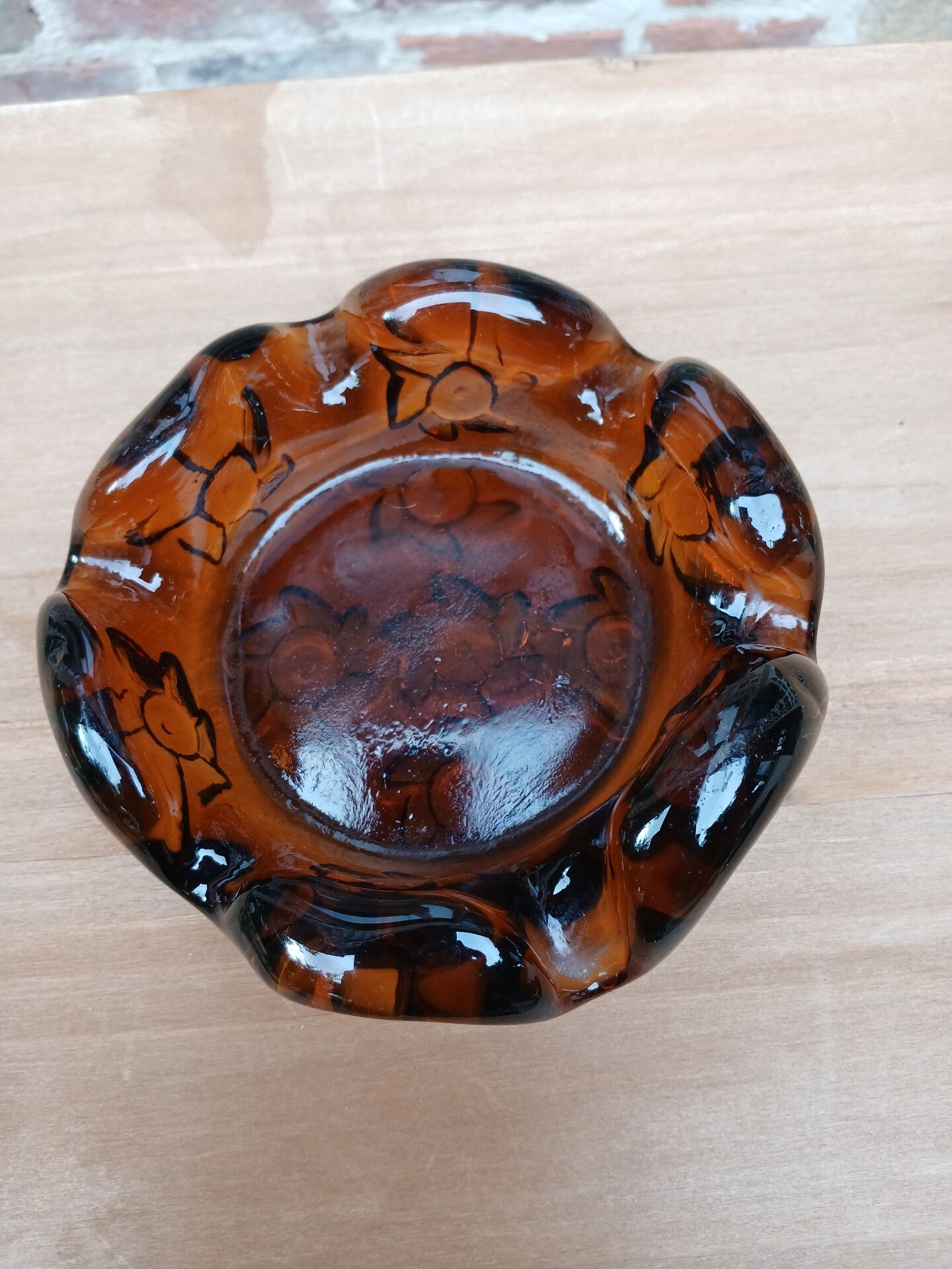 Vintage thick glass ashtray