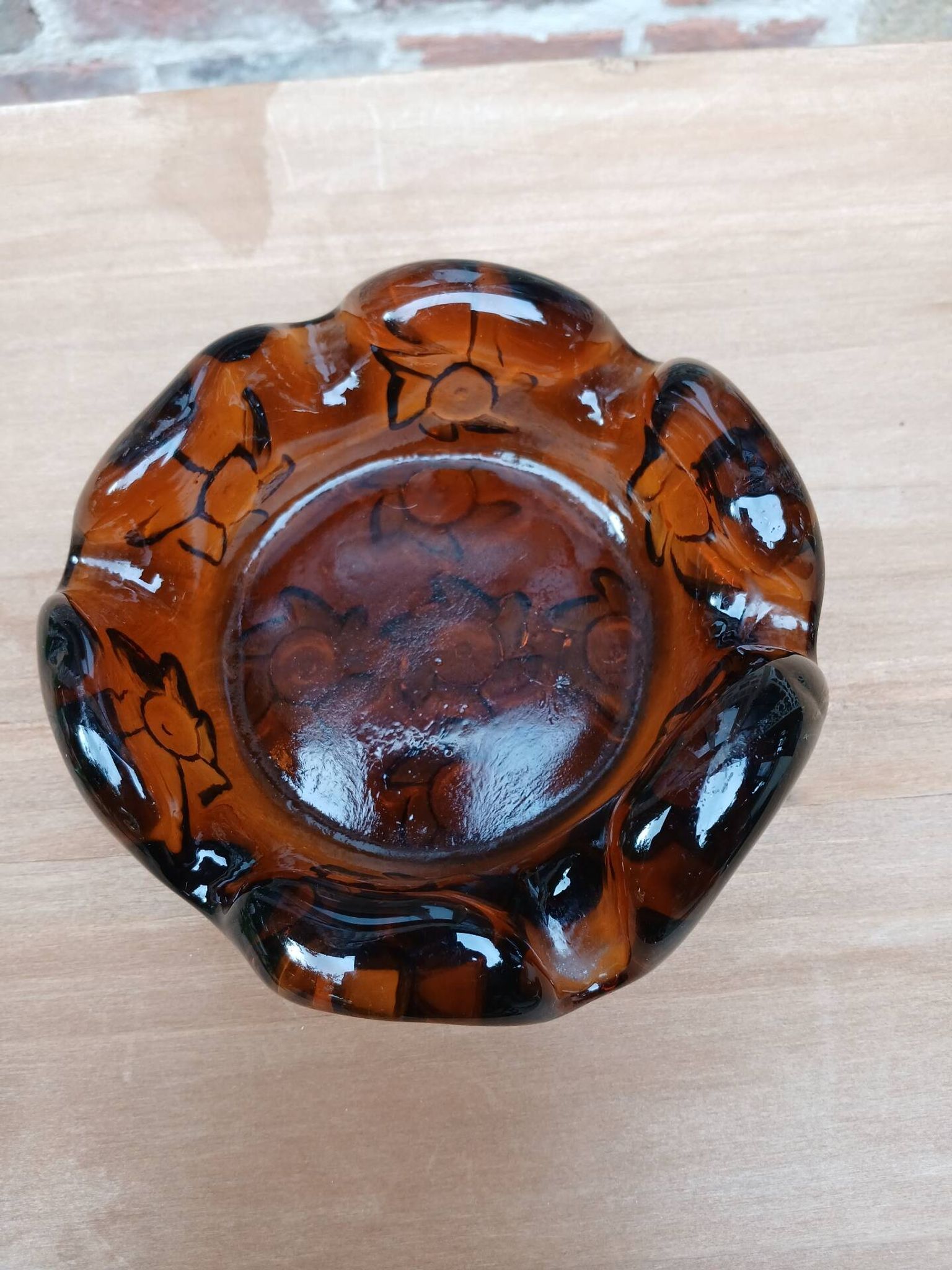 Cendrier vintage en verre épais