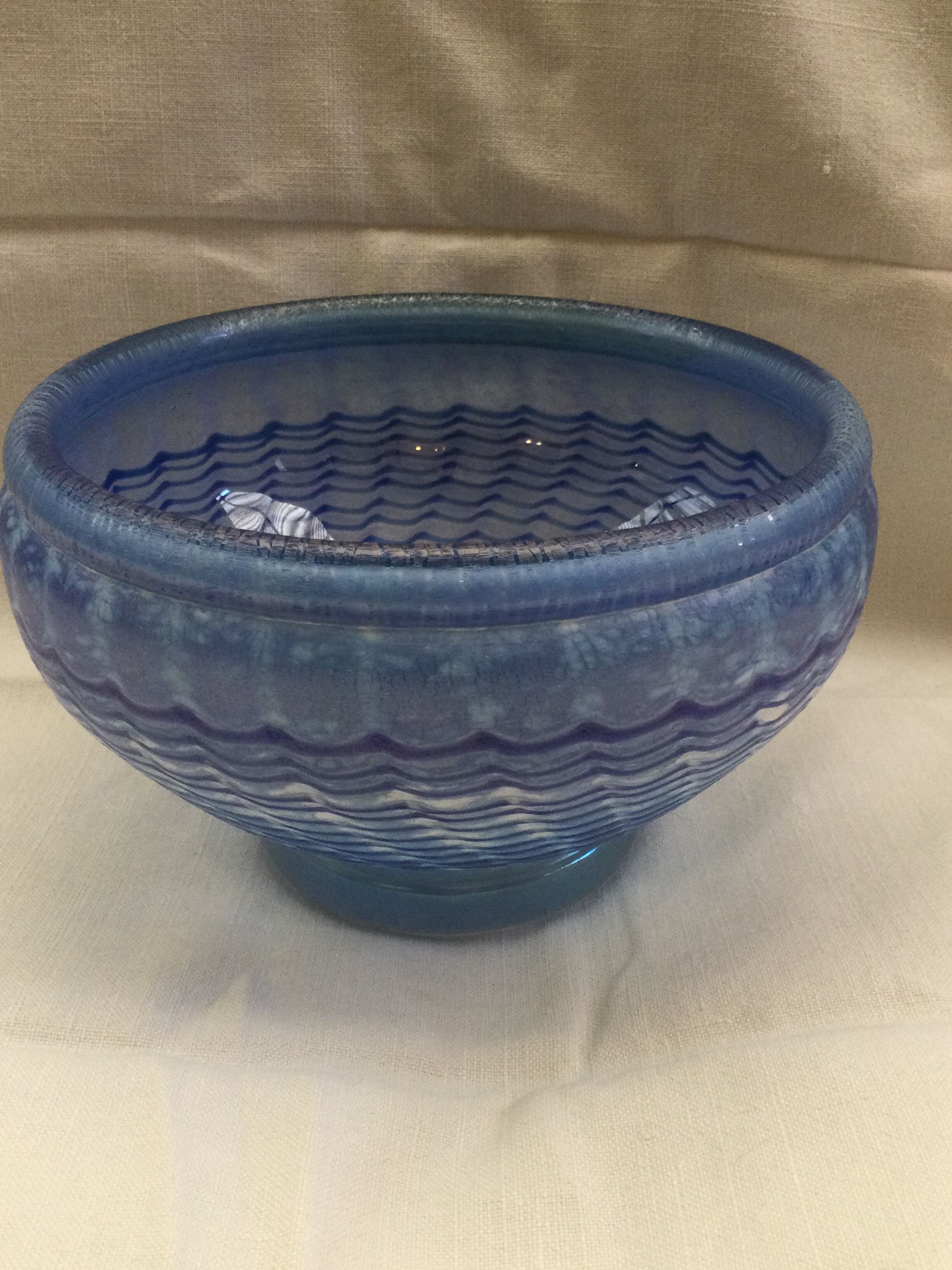 Glass cut several colors, dominant blue