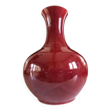 Monochrome Porcelain Vase Pansu Long Neck/Sang de Boeuf/China Qing Dynasty 19th