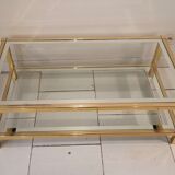 Vintage 1960s gold metal coffee table and glass tops