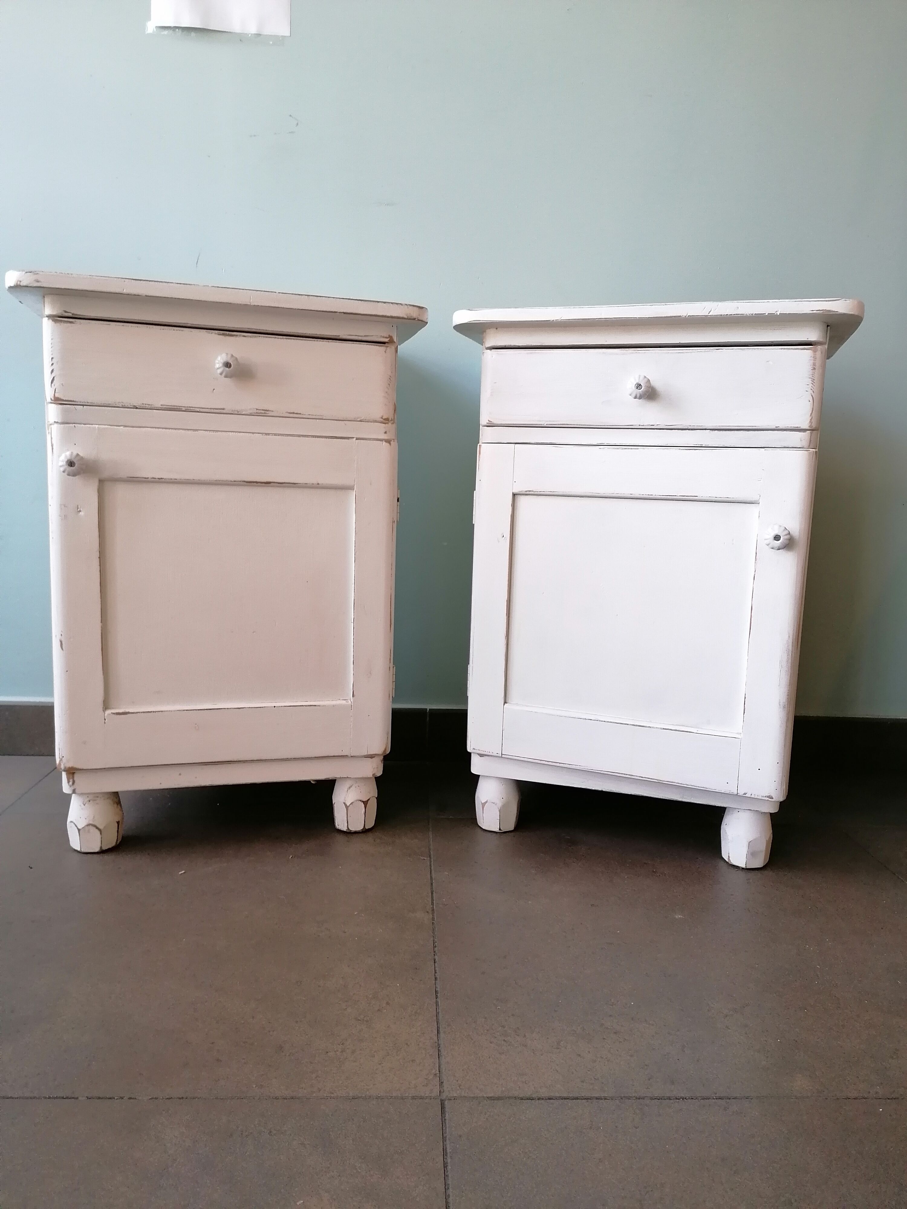 Pair of vintage wooden bedside tables