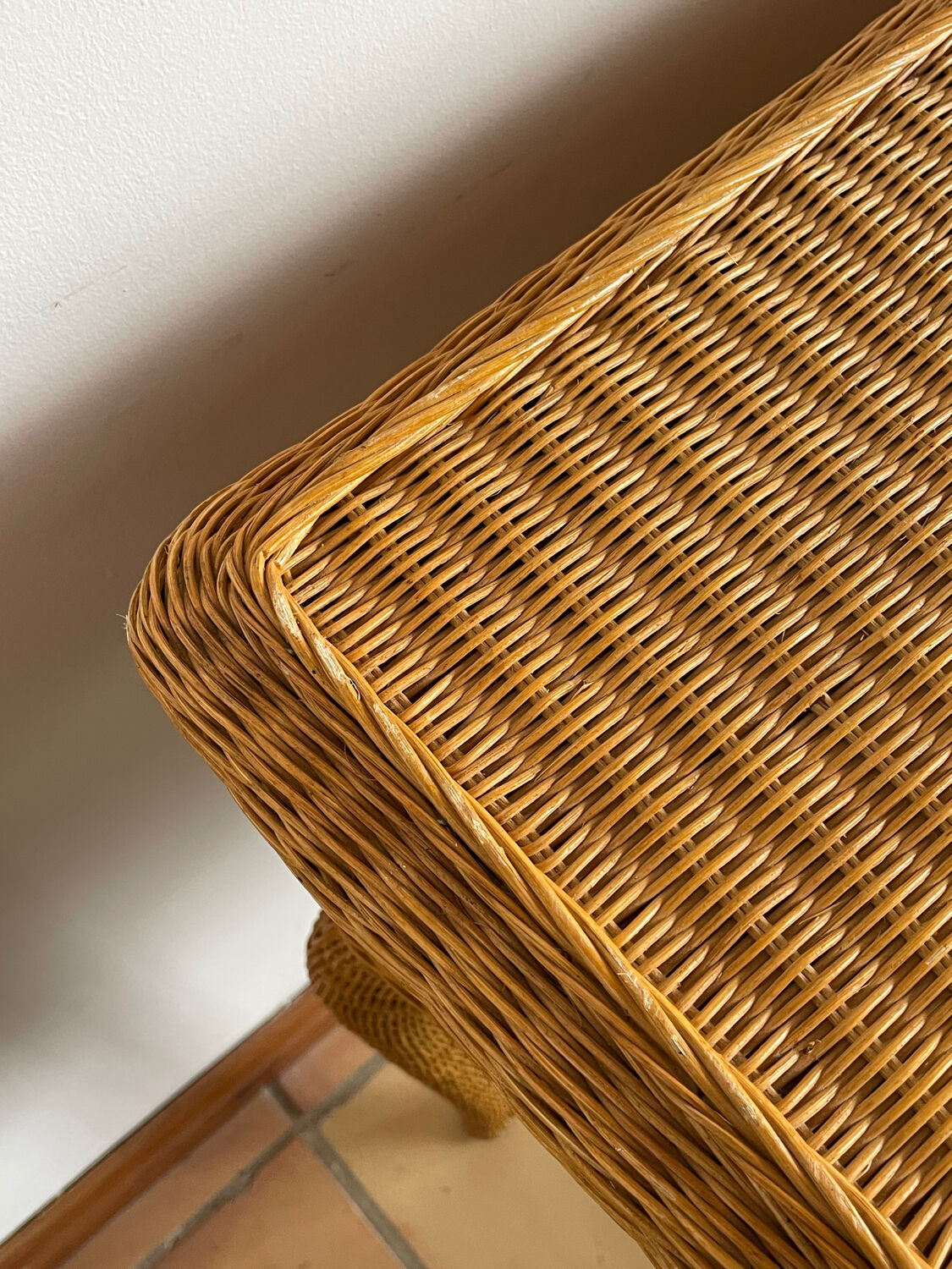 Rattan console desk with curved legs, 1970s