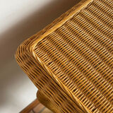 Rattan console desk with curved legs, 1970s