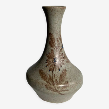 Vase soliflore vintage gris marron motif de fleur H:16cm