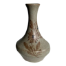Vase soliflore vintage gris marron motif de fleur H:16cm