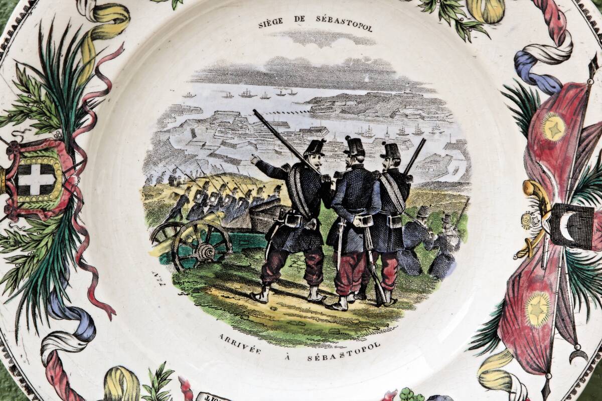 Set of 10 plates Creil & Montereau, Siege of Sebastopol, fine earthenware
