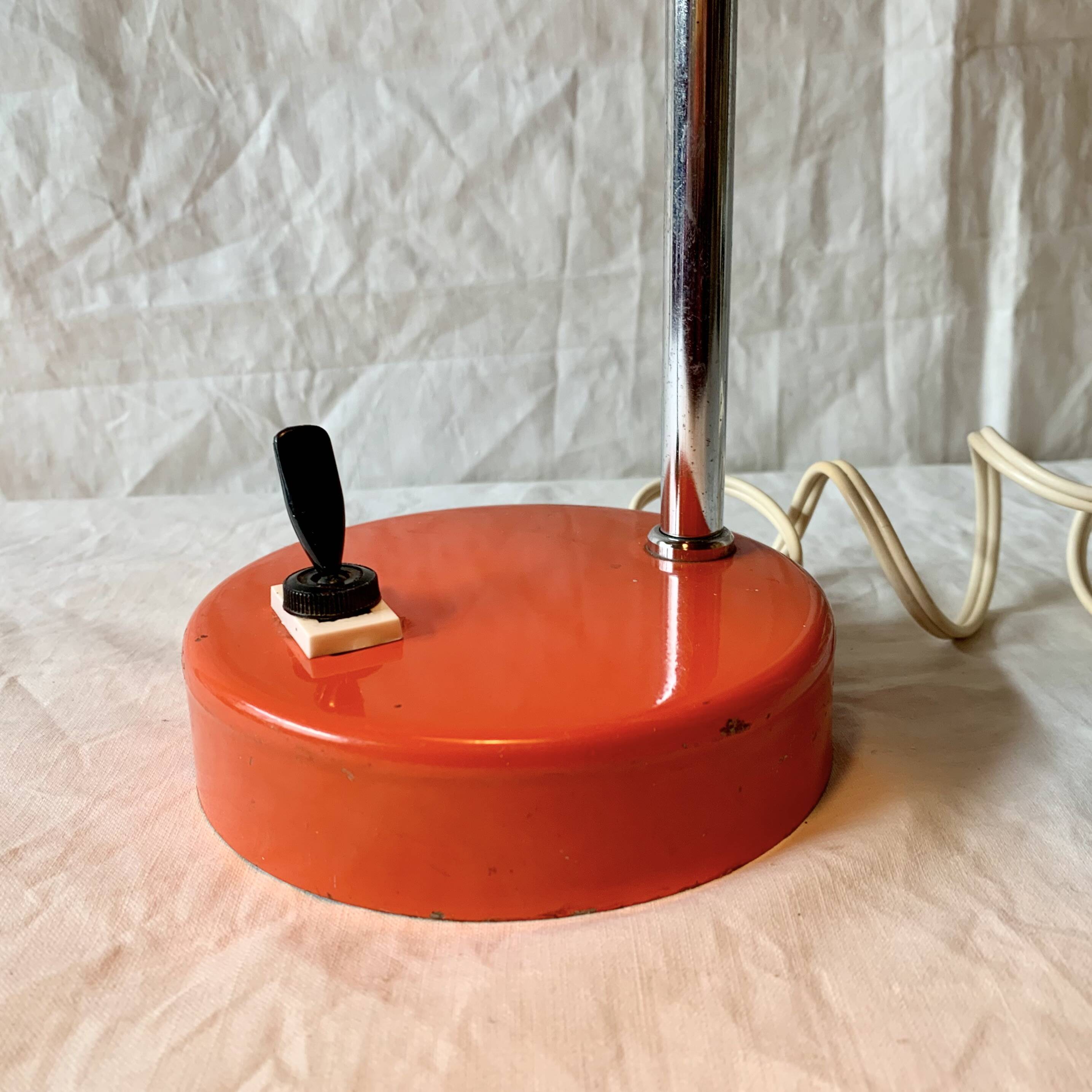 Vintage desk lamp in orange lacquered metal