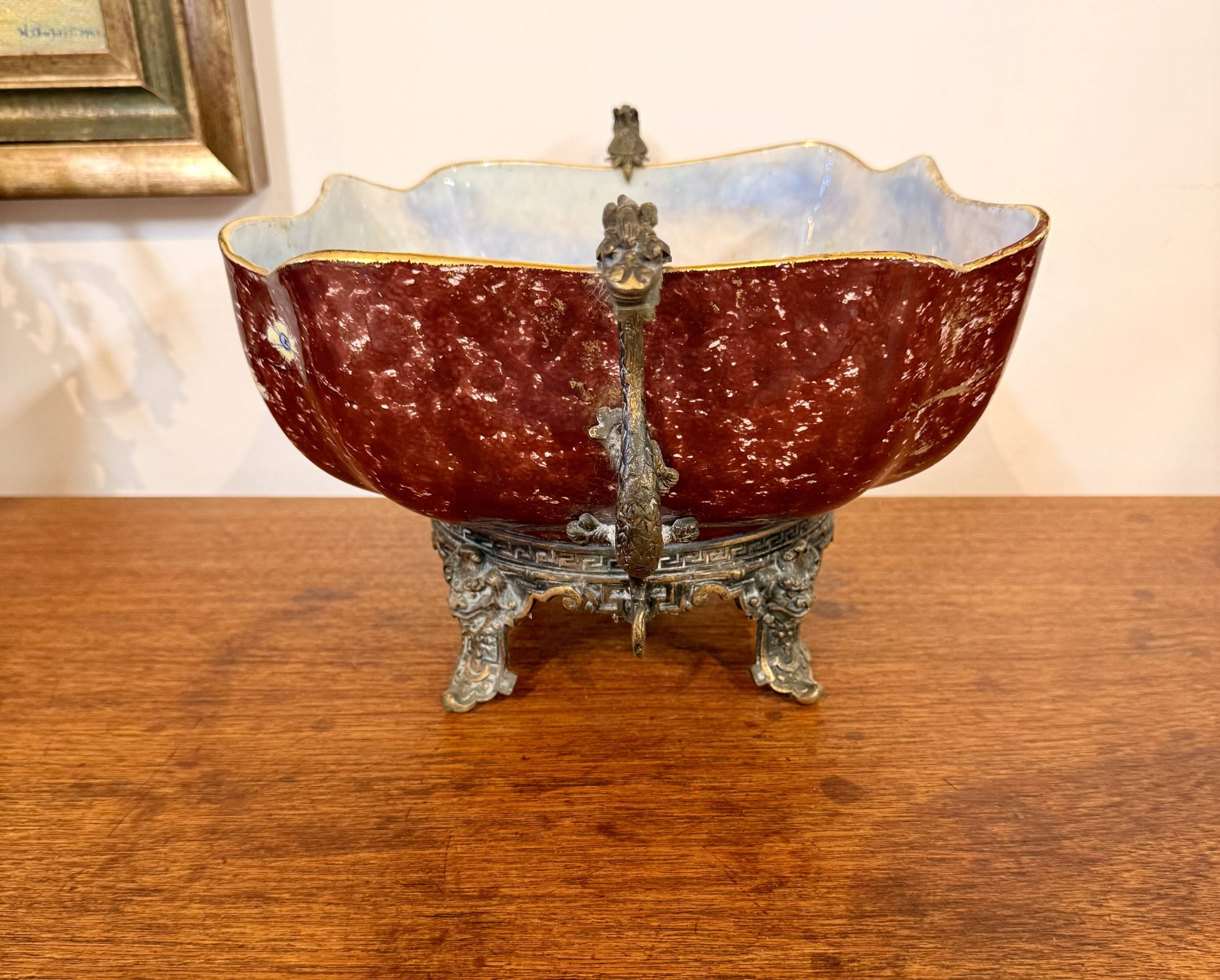 Antique Asian planter in glazed porcelain.