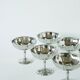 Lot de 6 coupes à glace en inox hautes, pieds fins travaillés, Design, 1970