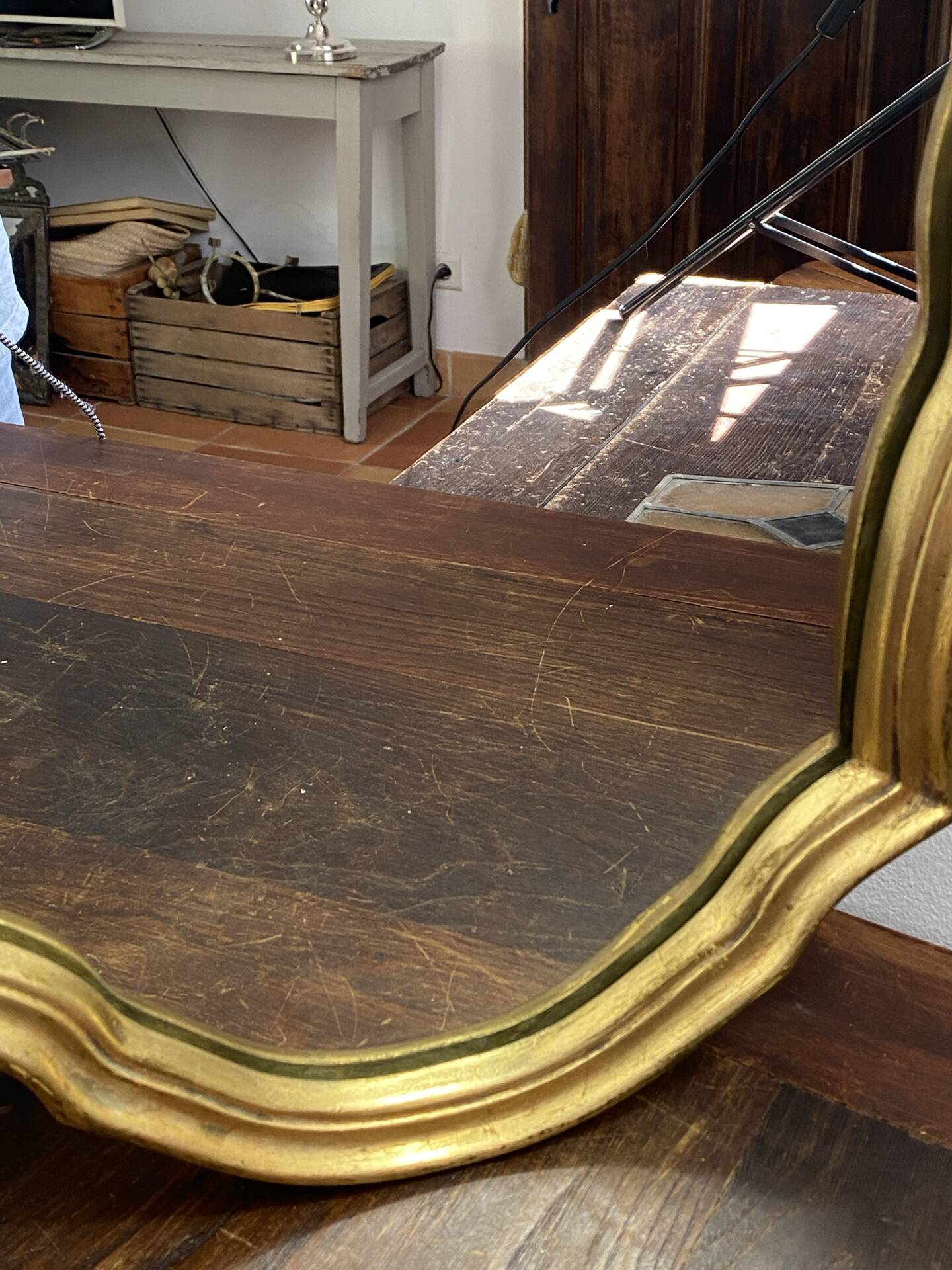 Large baroque mirror in gilded wood
