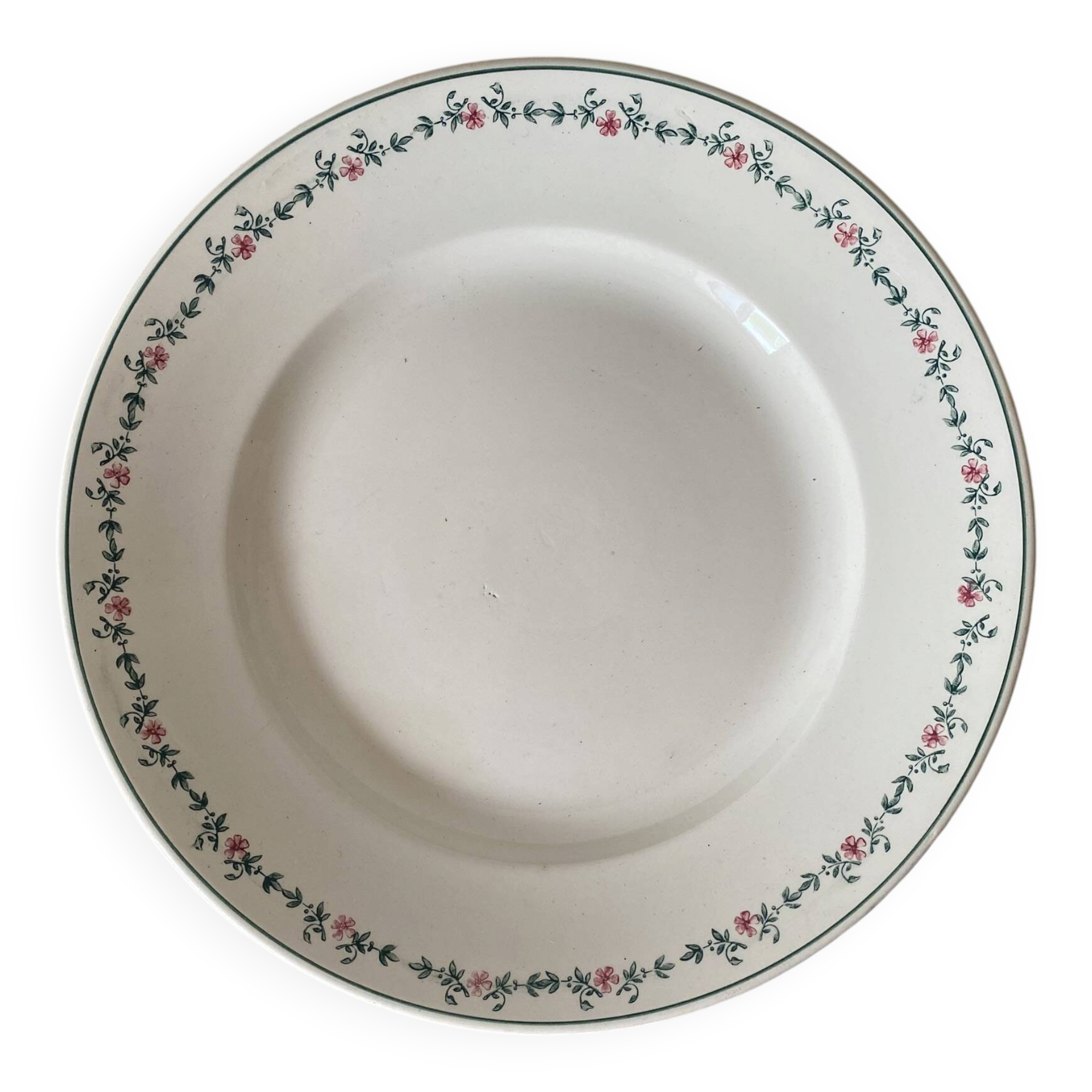 Old Longwy plate 30 cm, Blois model, early 20th century.