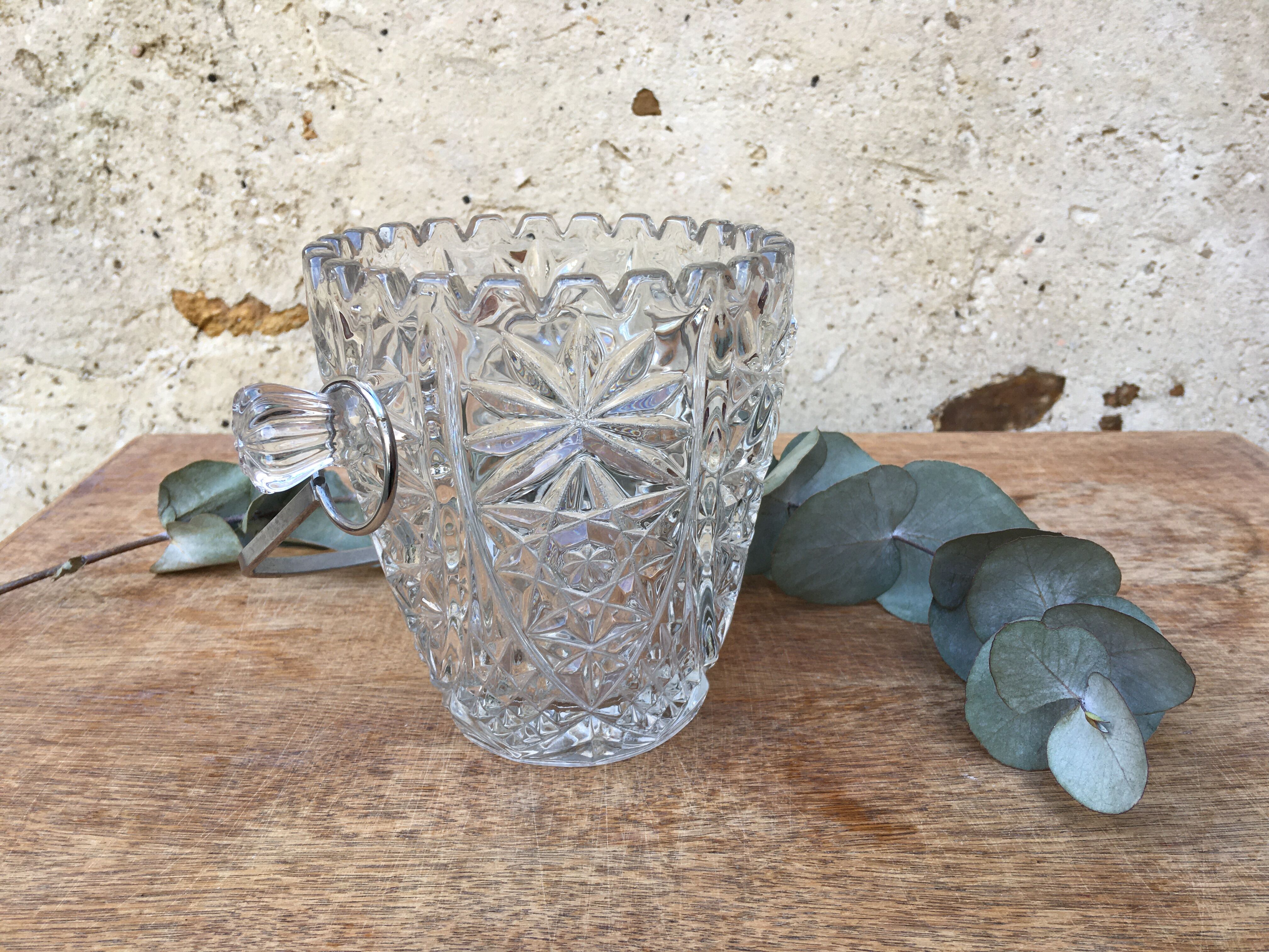 Seau à glace en verre ciselé