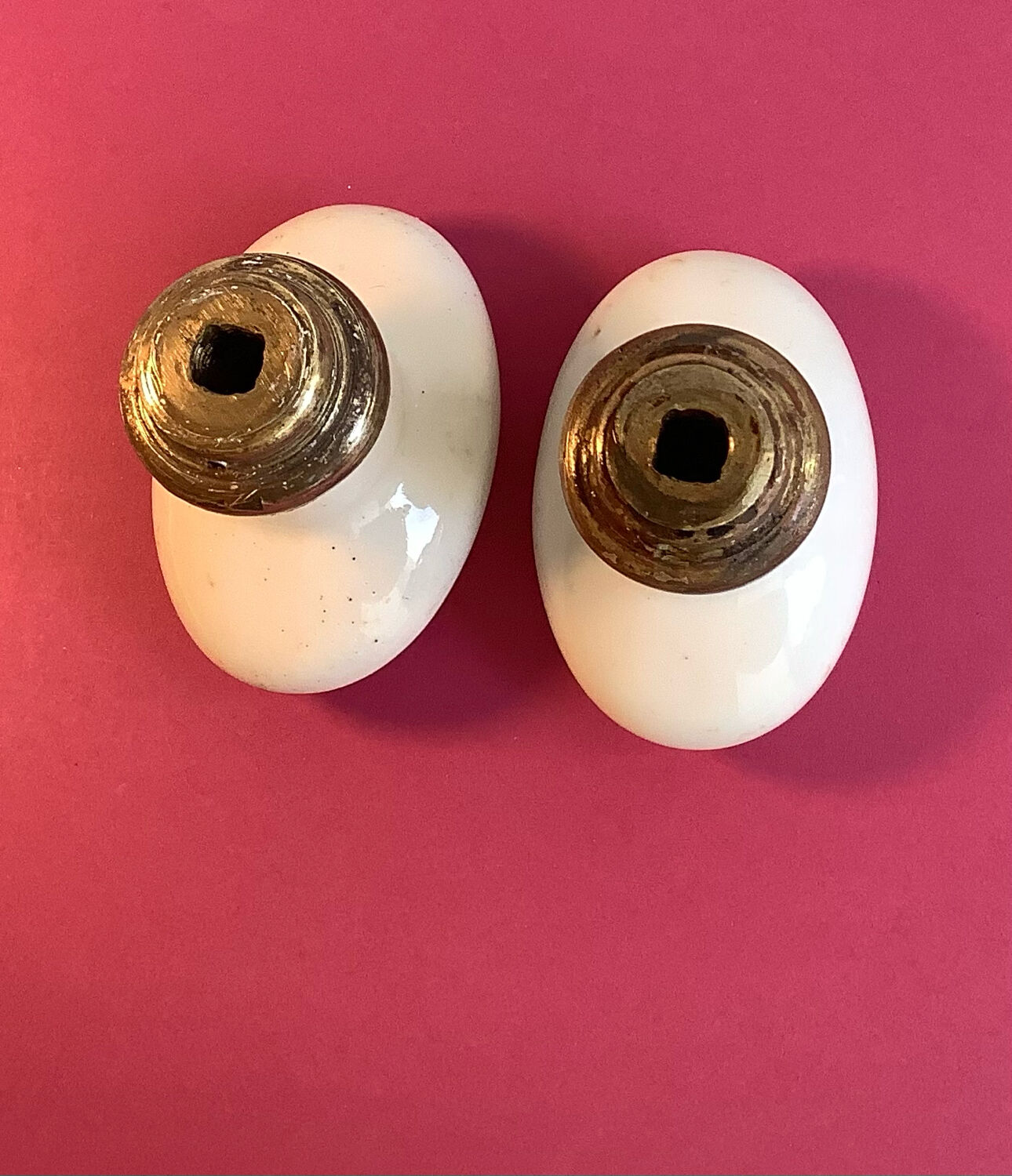 Vintage white porcelain door handles