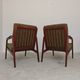 Pair of wooden armchairs Uluv green fabric 1960