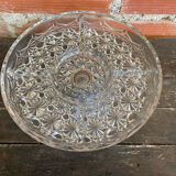 Vintage Decorated Moulded Crystal Aperitif Plate on Stand #D66