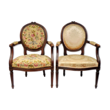 Paire de fauteuils cabriolet style Louis XVI