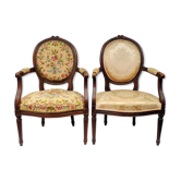 Paire de fauteuils cabriolet style Louis XVI