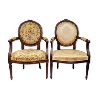 Paire de fauteuils cabriolet style Louis XVI