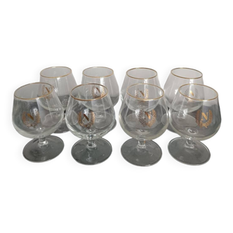 Set of 8 Napoleon cognac glasses